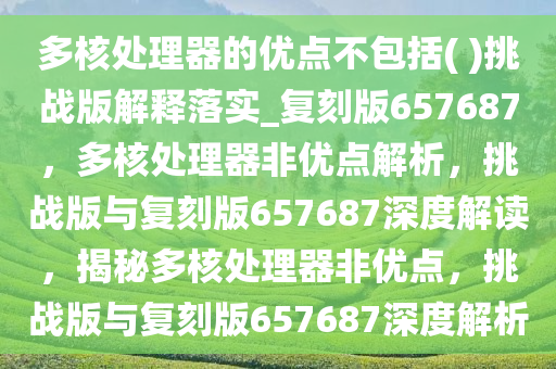 多核处理器的优点不包括( )挑战版解释落实_复刻版657687，多核处理器非优点解析，挑战版与复刻版657687深度解读，揭秘多核处理器非优点，挑战版与复刻版657687深度解析