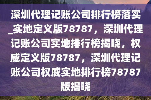 深圳代理记账公司排行榜落实_实地定义版78787，深圳代理记账公司实地排行榜揭晓，权威定义版78787，深圳代理记账公司权威实地排行榜78787版揭晓