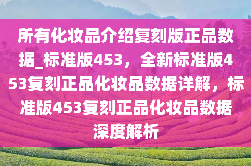 所有化妆品介绍复刻版正品数据_标准版453，全新标准版453复刻正品化妆品数据详解，标准版453复刻正品化妆品数据深度解析