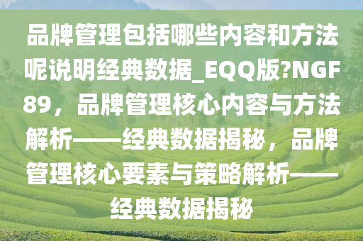 品牌管理包括哪些内容和方法呢说明经典数据_EQQ版?NGF89，品牌管理核心内容与方法解析——经典数据揭秘，品牌管理核心要素与策略解析——经典数据揭秘