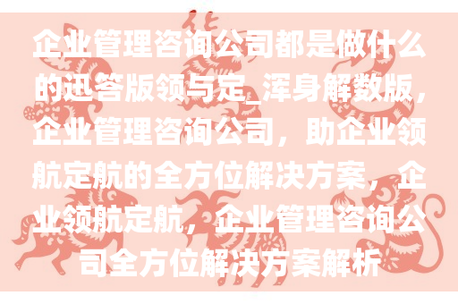 企业管理咨询公司都是做什么的迅答版领与定_浑身解数版，企业管理咨询公司，助企业领航定航的全方位解决方案，企业领航定航，企业管理咨询公司全方位解决方案解析