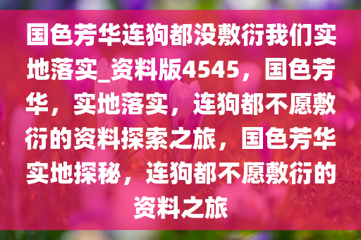国色芳华连狗都没敷衍我们实地落实_资料版4545，国色芳华，实地落实，连狗都不愿敷衍的资料探索之旅，国色芳华实地探秘，连狗都不愿敷衍的资料之旅