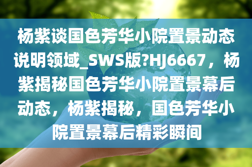 杨紫谈国色芳华小院置景动态说明领域_SWS版?HJ6667，杨紫揭秘国色芳华小院置景幕后动态，杨紫揭秘，国色芳华小院置景幕后精彩瞬间
