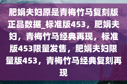 肥娟夫妇原是青梅竹马复刻版正品数据_标准版453，肥娟夫妇，青梅竹马经典再现，标准版453限量发售，肥娟夫妇限量版453，青梅竹马经典复刻再现
