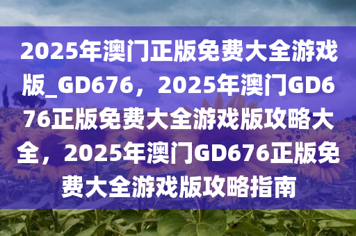 2025年澳门正版免费大全游戏版_GD676，2025年澳门GD676正版免费大全游戏版攻略大全，2025年澳门GD676正版免费大全游戏版攻略指南