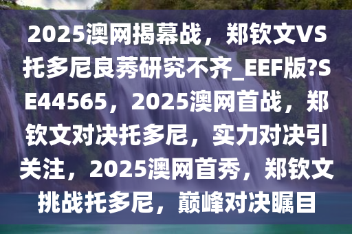 2025澳网揭幕战，郑钦文VS托多尼良莠研究不齐_EEF版?SE44565，2025澳网首战，郑钦文对决托多尼，实力对决引关注，2025澳网首秀，郑钦文挑战托多尼，巅峰对决瞩目