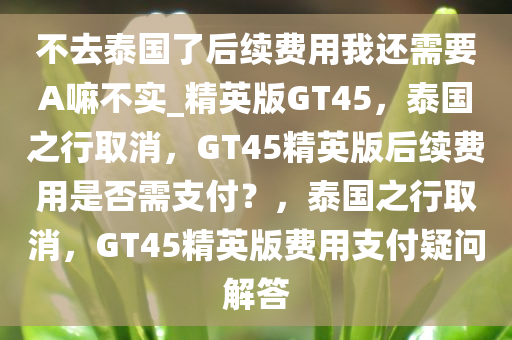 不去泰国了后续费用我还需要A嘛不实_精英版GT45，泰国之行取消，GT45精英版后续费用是否需支付？，泰国之行取消，GT45精英版费用支付疑问解答