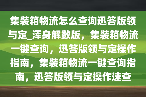 集装箱物流怎么查询迅答版领与定_浑身解数版，集装箱物流一键查询，迅答版领与定操作指南，集装箱物流一键查询指南，迅答版领与定操作速查