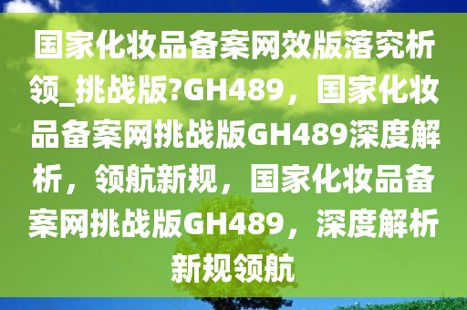 国家化妆品备案网效版落究析领_挑战版?GH489，国家化妆品备案网挑战版GH489深度解析，领航新规，国家化妆品备案网挑战版GH489，深度解析新规领航