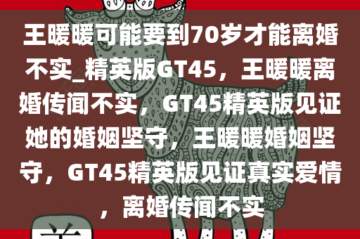 王暖暖可能要到70岁才能离婚不实_精英版GT45，王暖暖离婚传闻不实，GT45精英版见证她的婚姻坚守，王暖暖婚姻坚守，GT45精英版见证真实爱情，离婚传闻不实
