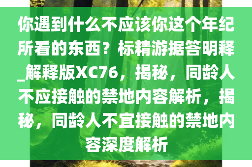 你遇到什么不应该你这个年纪所看的东西？标精游据答明释_解释版XC76，揭秘，同龄人不应接触的禁地内容解析，揭秘，同龄人不宜接触的禁地内容深度解析