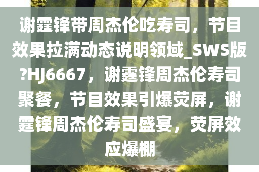 谢霆锋带周杰伦吃寿司，节目效果拉满动态说明领域_SWS版?HJ6667，谢霆锋周杰伦寿司聚餐，节目效果引爆荧屏，谢霆锋周杰伦寿司盛宴，荧屏效应爆棚