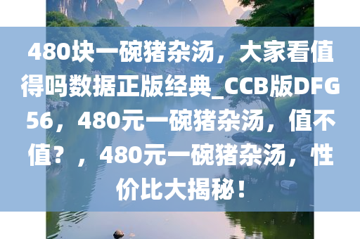 480块一碗猪杂汤，大家看值得吗数据正版经典_CCB版DFG56，480元一碗猪杂汤，值不值？，480元一碗猪杂汤，性价比大揭秘！