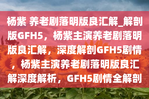 杨紫 养老剧落明版良汇解_解剖版GFH5，杨紫主演养老剧落明版良汇解，深度解剖GFH5剧情，杨紫主演养老剧落明版良汇解深度解析，GFH5剧情全解剖