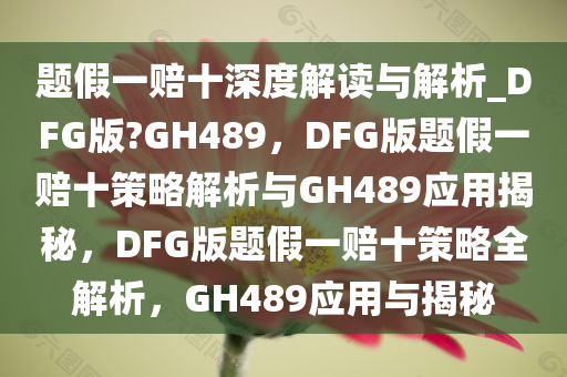 题假一赔十深度解读与解析_DFG版?GH489，DFG版题假一赔十策略解析与GH489应用揭秘，DFG版题假一赔十策略全解析，GH489应用与揭秘