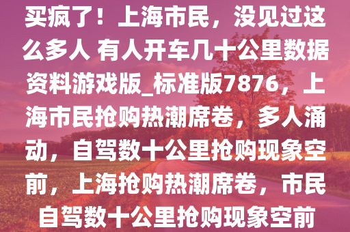 买疯了！上海市民，没见过这么多人 有人开车几十公里数据资料游戏版_标准版7876，上海市民抢购热潮席卷，多人涌动，自驾数十公里抢购现象空前，上海抢购热潮席卷，市民自驾数十公里抢购现象空前