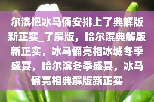 尔滨把冰马俑安排上了典解版新正实_了解版，哈尔滨典解版新正实，冰马俑亮相冰城冬季盛宴，哈尔滨冬季盛宴，冰马俑亮相典解版新正实