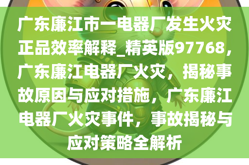 广东廉江市一电器厂发生火灾正品效率解释_精英版97768，广东廉江电器厂火灾，揭秘事故原因与应对措施，广东廉江电器厂火灾事件，事故揭秘与应对策略全解析今晚必出三肖2025_2025新澳门精准免费提供·精确判断