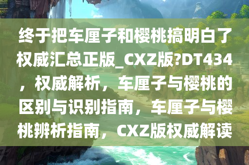 终于把车厘子和樱桃搞明白了权威汇总正版_CXZ版?DT434，权威解析，车厘子与樱桃的区别与识别指南，车厘子与樱桃辨析指南，CXZ版权威解读