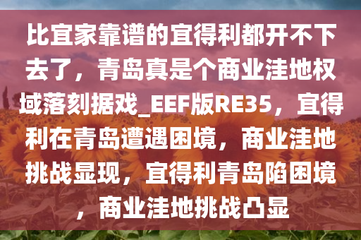 比宜家靠谱的宜得利都开不下去了，青岛真是个商业洼地权域落刻据戏_EEF版RE35，宜得利在青岛遭遇困境，商业洼地挑战显现，宜得利青岛陷困境，商业洼地挑战凸显