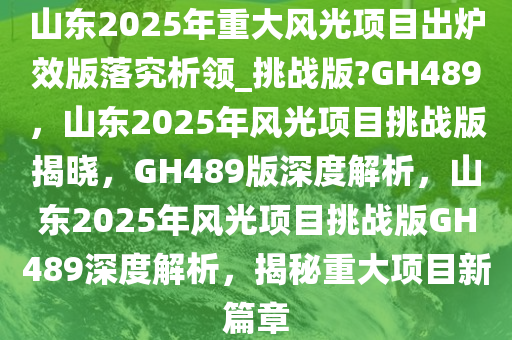 山东2025年重大风光项目出炉效版落究析领_挑战版?GH489，山东2025年风光项目挑战版揭晓，GH489版深度解析，山东2025年风光项目挑战版GH489深度解析，揭秘重大项目新篇章