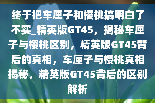 终于把车厘子和樱桃搞明白了不实_精英版GT45，揭秘车厘子与樱桃区别，精英版GT45背后的真相，车厘子与樱桃真相揭秘，精英版GT45背后的区别解析