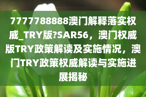 7777788888澳门解释落实权威_TRY版?SAR56，澳门权威版TRY政策解读及实施情况，澳门TRY政策权威解读与实施进展揭秘