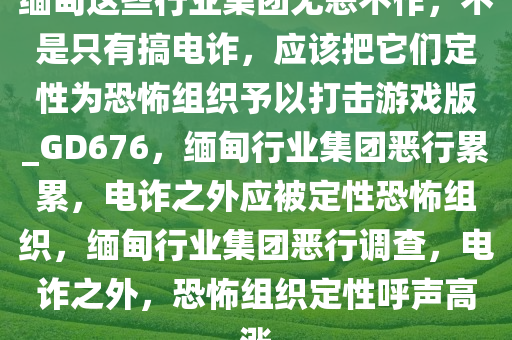缅甸这些行业集团无恶不作，不是只有搞电诈，应该把它们定性为恐怖组织予以打击游戏版_GD676，缅甸行业集团恶行累累，电诈之外应被定性恐怖组织，缅甸行业集团恶行调查，电诈之外，恐怖组织定性呼声高涨