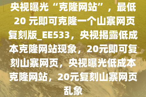 央视曝光“克隆网站”，最低 20 元即可克隆一个山寨网页复刻版_EE533，央视揭露低成本克隆网站现象，20元即可复刻山寨网页，央视曝光低成本克隆网站，20元复刻山寨网页乱象