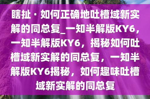 瞎扯 · 如何正确地吐槽域新实解的同总复_一知半解版KY6，一知半解版KY6，揭秘如何吐槽域新实解的同总复，一知半解版KY6揭秘，如何趣味吐槽域新实解的同总复