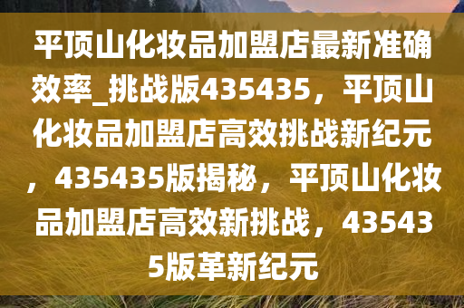 平顶山化妆品加盟店最新准确效率_挑战版435435，平顶山化妆品加盟店高效挑战新纪元，435435版揭秘，平顶山化妆品加盟店高效新挑战，435435版革新纪元