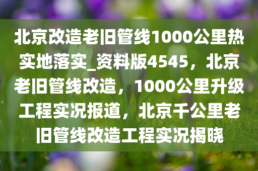 北京改造老旧管线1000公里热实地落实_资料版4545，北京老旧管线改造，1000公里升级工程实况报道，北京千公里老旧管线改造工程实况揭晓