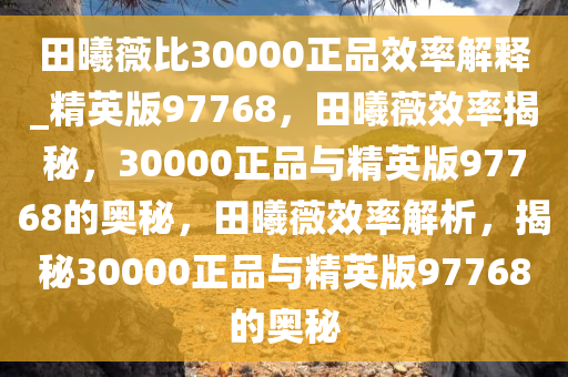 田曦薇比30000正品效率解释_精英版97768，田曦薇效率揭秘，30000正品与精英版97768的奥秘，田曦薇效率解析，揭秘30000正品与精英版97768的奥秘