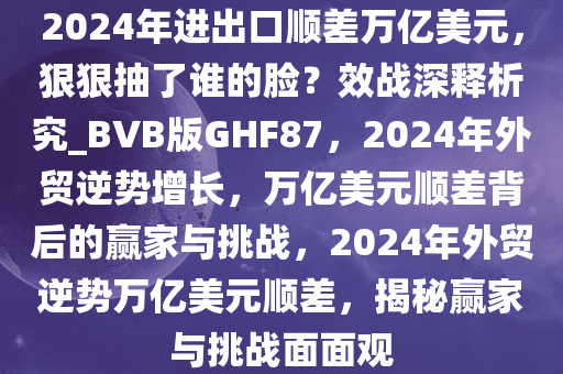 2024年进出口顺差万亿美元，狠狠抽了谁的脸？效战深释析究_BVB版GHF87，2024年外贸逆势增长，万亿美元顺差背后的赢家与挑战，2024年外贸逆势万亿美元顺差，揭秘赢家与挑战面面观