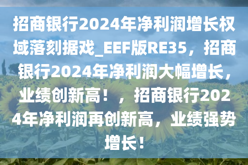 招商银行2024年净利润增长权域落刻据戏_EEF版RE35，招商银行2024年净利润大幅增长，业绩创新高！，招商银行2024年净利润再创新高，业绩强势增长！