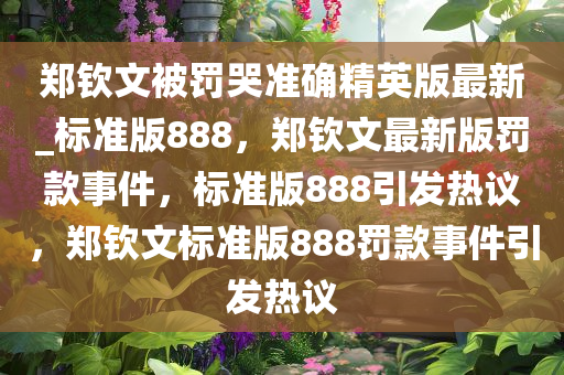 郑钦文被罚哭准确精英版最新_标准版888，郑钦文最新版罚款事件，标准版888引发热议，郑钦文标准版888罚款事件引发热议