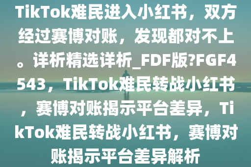 TikTok难民进入小红书，双方经过赛博对账，发现都对不上。详析精选详析_FDF版?FGF4543，TikTok难民转战小红书，赛博对账揭示平台差异，TikTok难民转战小红书，赛博对账揭示平台差异解析