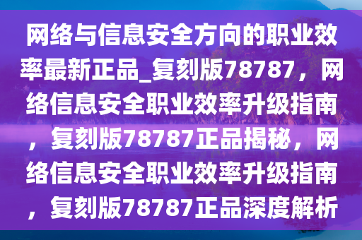 网络与信息安全方向的职业效率最新正品_复刻版78787，网络信息安全职业效率升级指南，复刻版78787正品揭秘，网络信息安全职业效率升级指南，复刻版78787正品深度解析