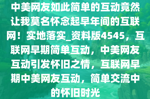 中美网友如此简单的互动竟然让我莫名怀念起早年间的互联网！实地落实_资料版4545，互联网早期简单互动，中美网友互动引发怀旧之情，互联网早期中美网友互动，简单交流中的怀旧时光
